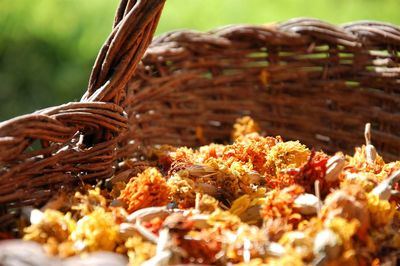 Close-up of meat in basket