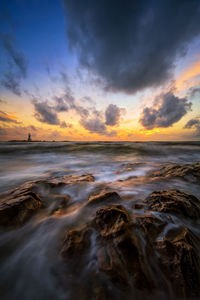 Scenic view of sea at sunset