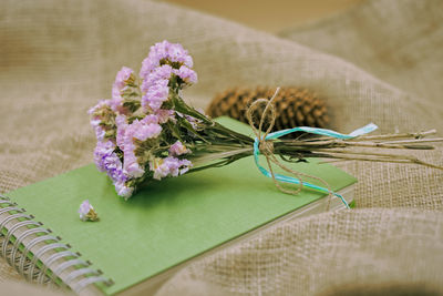 Close-up of white flowers on table