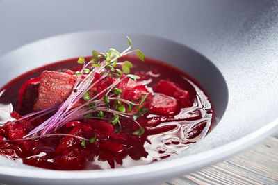 Close-up of strawberry in bowl