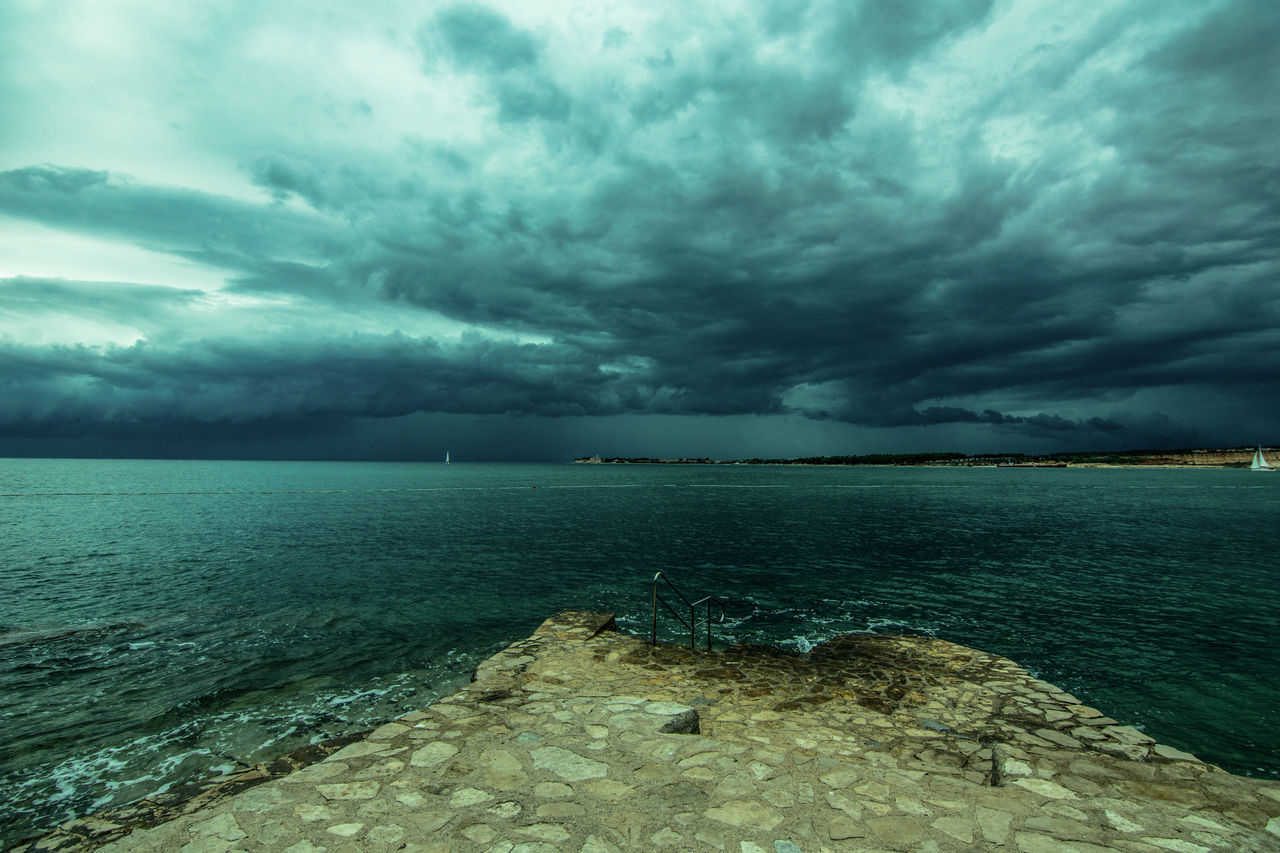 SCENIC VIEW OF SEA AGAINST STORM CLOUD