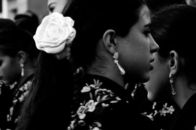 Close-up of women looking away during festival