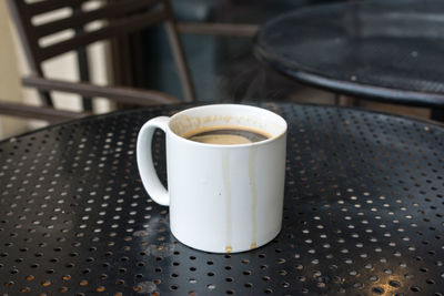 High angle view of coffee on table