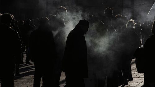 Group of silhouette people at music concert