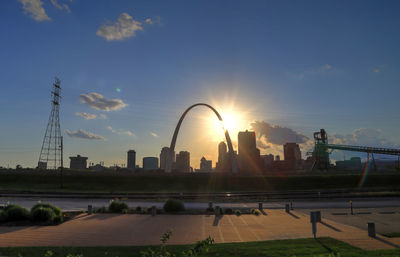 View of city at sunset