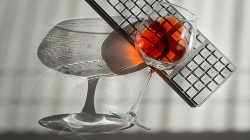 Close-up of wine glass on table