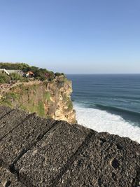 Scenic view of sea against clear sky