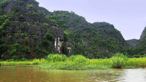 Scenic view of lake and trees against sky
