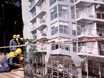 Man working at office building