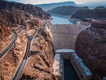 High angle view of dam