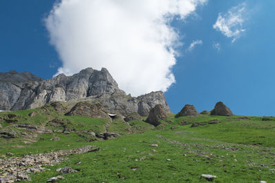 Scenic view of rocky mountains against sky