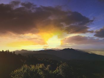 Scenic view of silhouette landscape against sky during sunset