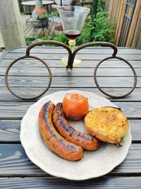 High angle view of breakfast on table