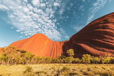 Scenic view of rock formations against sky