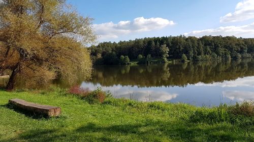 Scenic view of lake against sky