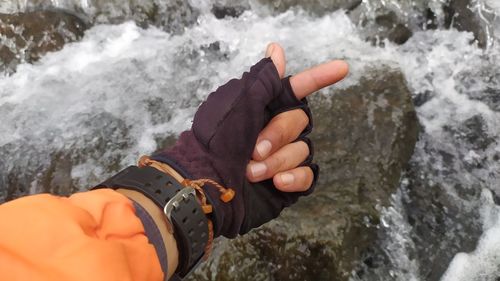 My hands in the river