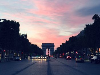 City lit up at sunset