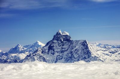 Scenic view of snowcapped mountain range