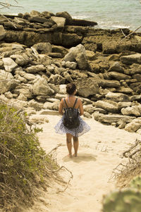 Rear view of man on beach