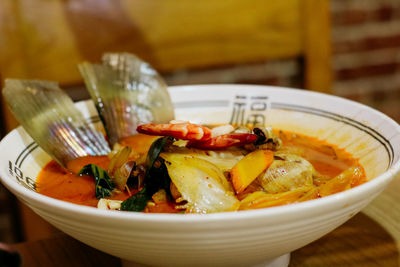 Close-up of meal served in bowl