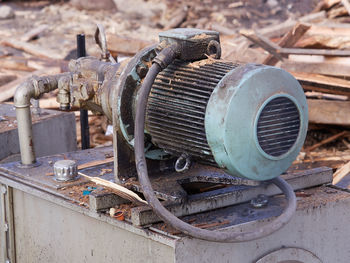 Close-up of rusty electric motor