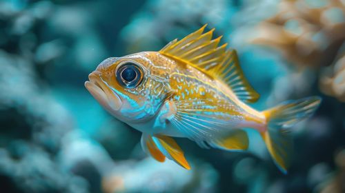 Close-up of fish swimming in aquarium