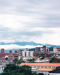 High angle view of townscape against sky