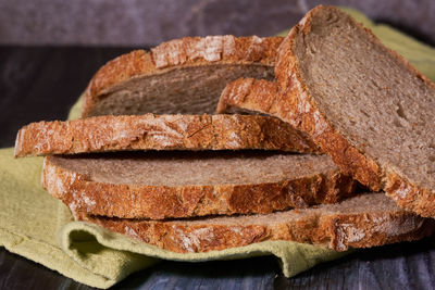 Slices of healthy homemade organic bread