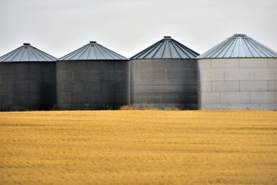 Panoramic shot of field against clear sky