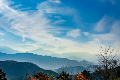 Mount fuji view from top of mount takao, japan