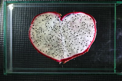 Directly above shot of heart shape on table