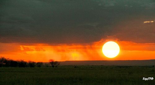 Scenic view of landscape at sunset