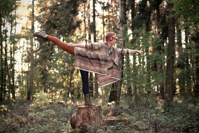 People walking in forest