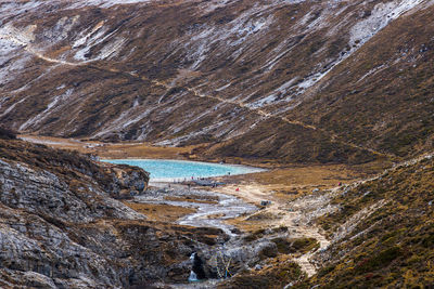 Scenic view of waterfall