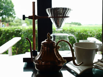 Close-up of tea served on table