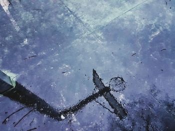 High angle view of frozen lake against sky