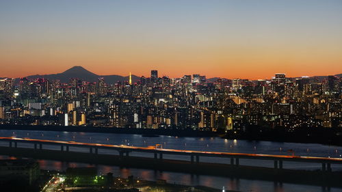 Illuminated city at night