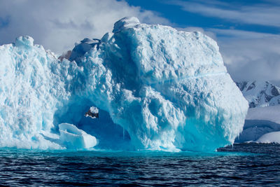 Scenic view of frozen sea against sky