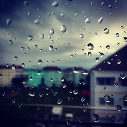 Close-up of water drops on glass