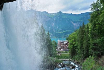 Scenic view of waterfall