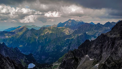 Panoramic view of mountains against sky