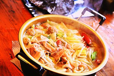 Close-up of food in plate on table