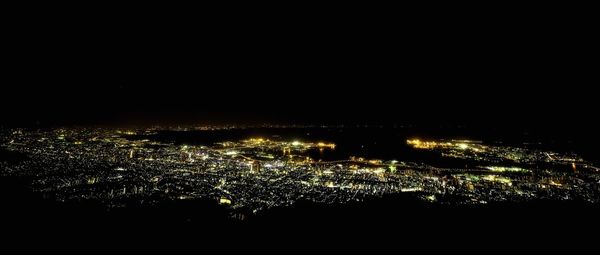 Aerial view of illuminated cityscape