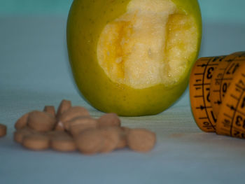 Close-up of orange slices on table