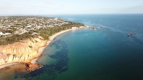 High angle view of sea against sky
