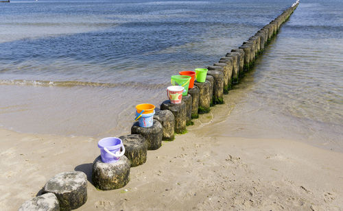 High angle view of sea shore at beach