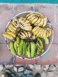 High angle view of bananas in basket