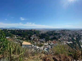High angle view of townscape against sky