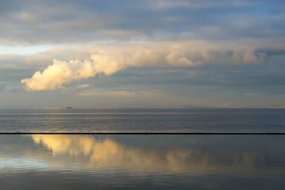 Scenic view of sea against sky at sunset