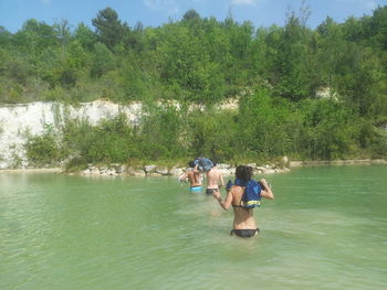 View of people in water